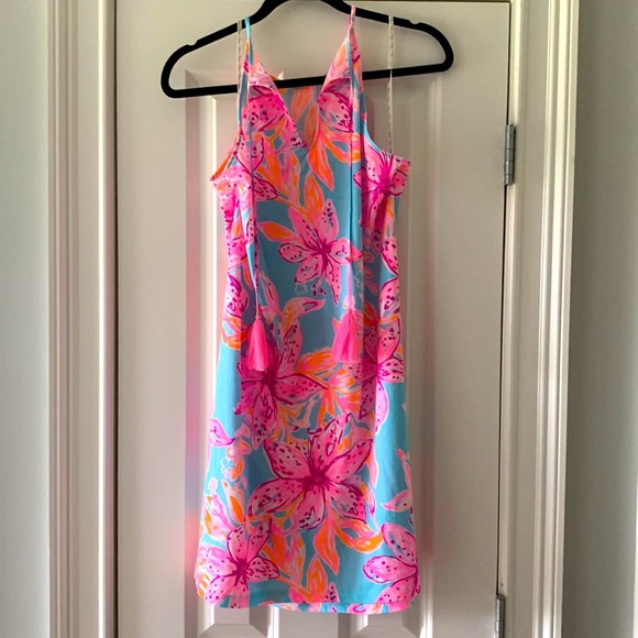Lilly Pulitzer Margot Dress SZ Small Surf Blue Bonita Blooms - Picture 6 of 16
